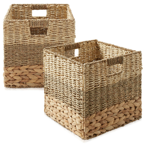 Mixed Weave Cube Storage Basket Sets, Natural
